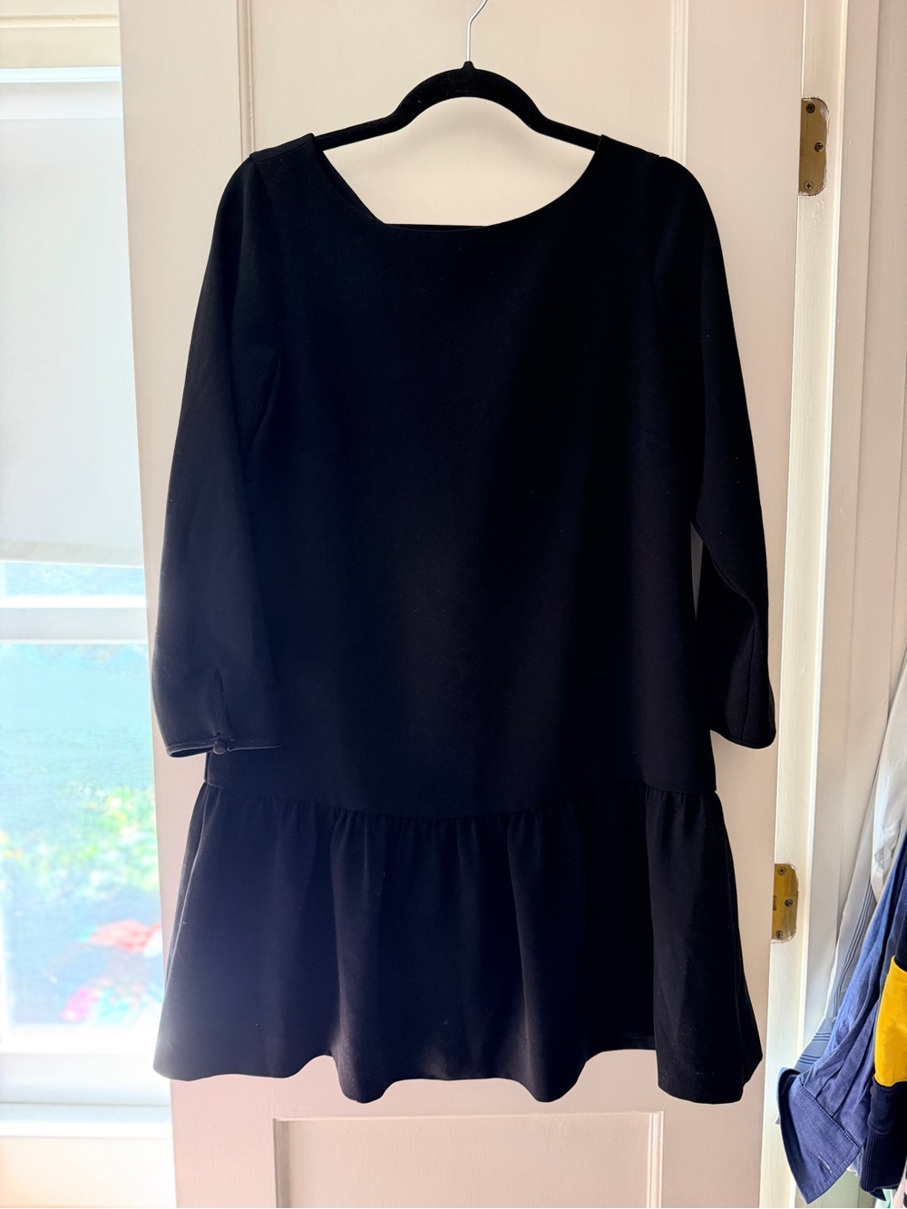 J. Crew Black Drop-Waist Ruffle Hem Tunic